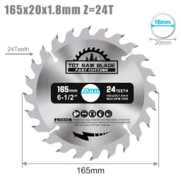 XCAN 165mm Circular Saw Blade TCT Carbide Saw Blade For Woodworking Cutting Tools Wood Cutting Disc 24/40/48/60T