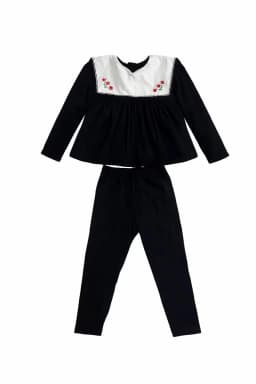 Ali Plus 2026 SS Sailor Maxi Kids Cotton Outfits Embroidery Removable White Collar Girls Boys Matching Clothes