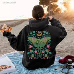 Bug Goblincore Moon Phases Moth Hoodie Luna Moth Sweatshirt Dark Academia Clothing Cottagecore Top Witchy Sweater Insect Tshirt
