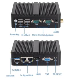 XCY Fanless Mini PC Intel Celeron J6412 N5095 2x GbE LAN 2x RS232 HDMI VGA WiFi 4G LTE Windows 10 Linux Industrial Computer