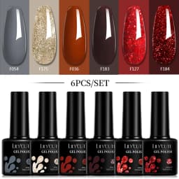 LILYCUTE 6Pcs 7ML Gel DIY Nails Polish Set Bright Pink Nail Charms Soak Off UV LED Gel Varnish Nail Art Design Accessories