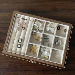 High-end Walnut Pattern Jewelry Tray Large Capacity Multi-grid Ring Necklace Stud Earrings Jewelry Storage Display Tray