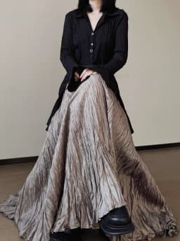 UMI MAO Oversized Pleated Irregular Skirt A Niche Design Sense Pleated Maillard Yamamoto Large Pleated Skirt Women Spring