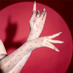 Sexy Women 1D Dot Ultra Thin Five Finger Long Glove Oil Shiny Glossy Sun Protection Glove Elastic Party Wedding Luxury Glove