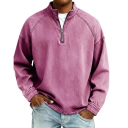 Autumn New Mens Pullovers Sweatshirts Zipper Stand Solid Top Heavyweight Distressed Washed Denim Casual Hoodie For Men Clothing