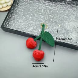 Small Cherry Ball Bag Decoration PU Woven Ball Ornament Personalized Bag Hanging Accessories Women's Bag Pendant Creative Gift