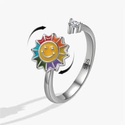 2026 Fashion Beads Anxiety Ring Fidget Spinner Rings Korea Crystal Butterfly Flower Star Moon Ring Anti Stress Jewelry Gift