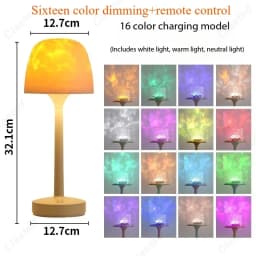 Mushroom Table Lamp with Water Ripple Projection Atmosphere Lights Hotel Bar Bedroom Living Room Desk Lamp Decorative Lighting