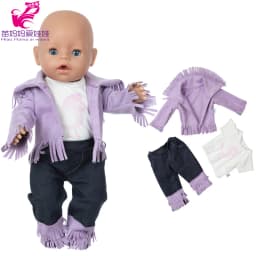 38cm doll clothes for 43cm Bebe doll boy clothes pants blue elephant set for 17" doll fur pajama