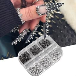 6Grids 3D Mini Punk Metal Nail Studs 1/2/3mm Mix Size Silver Black Nail Art Charms Alloy Rivets Stick Cone DIY Crafts Decoration