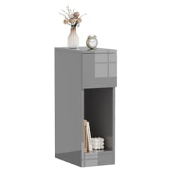 BonChoice Slim Tall Bedside Table Cabinet High Gloss with Drawer & Storage Space for Bedroom, Narrow Sofa Side Table