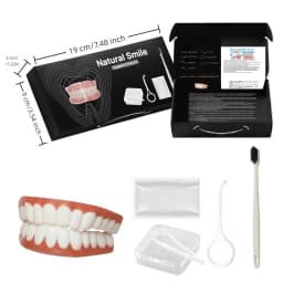 Complete Full Mouth Denture Set With Storage Case Toothbrush Removal Hook-soft Silicone Reline False Teeth For Comfortable Fit