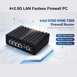 Intel N150 N100 Fanless Mini Industrial PC 4x 2.5GbE I226-V LAN Firewall Router Celeron J6412 7305 N5105 N6005 PfSense OPNsense