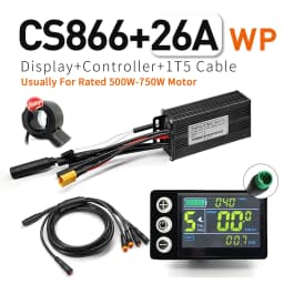 Ebike Sine WaveDisplay Controller 17A26A30A Three-Mode 24V/36V/48V with Learning Function S866 LCDColor Display 350W-1000W Motor