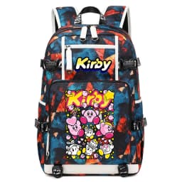 Kirby Cartoon Print Student Backpack Large Capacity Travel School Bag for Kids Teens