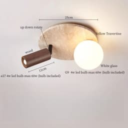 IWHD Japan Wabi Sabi LED Ceiling Lights Bedroom Bathroom Corridor Home Lighting Yellow Travertine Ceiling Lamp Lampy Sufitowe