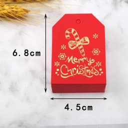 50pcs Merry Christmas Gift Tags Red White Paper Cards Labels Xmas New Year Party Bags Boxes Packaging Hang Tag Navidad Supplies