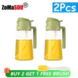 1-4Pcs 2in1 Oil Sprayer Bottle Plastic BBQ Cooking Oil Dispenser Olive Oil Pourers Sprayer Kitchen Baking Mister Vinegar Bottle