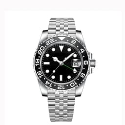 40MM Custom Logo New Men Quart Wristwatch Jubilee Stainless Quartz GMT Watch Sapphire Glass Men Watches Waterproof Luminous