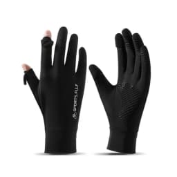 Men Cycling Gloves Sun Protection Summer Ice Silk Running Fingertip Flip Top Fishing Anti Slip Breathable Hiking Travel Gloves