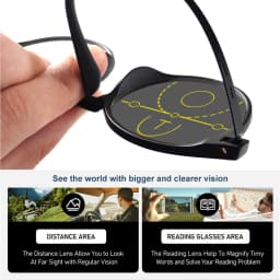 Progressive Multifocal Reading Glasses, Photochromic, Clear Vision, Round Frame, Lightweight to Wear, Stylish Appearance Suitable for Both Men and Women