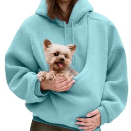 Women Solid Hooded Fleece Oversized Pullover Sweatshirt With Pet Pocket Autumn Winter Casual Top Ladies Cozy
