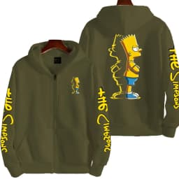 Cartoon Anime The Simpsons Men's Bart Simpson Zipper Hoodie Outdoor New Women's Sportswear Spring and Autumn Fashion Couple Coat