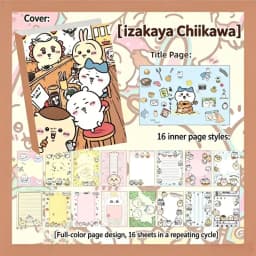 Chiikawa Cute Notebook 80 Sheets, Full Color Kawaii Journal Notepad for Note Taking School Office, Great Gift for Chiikawa Fans