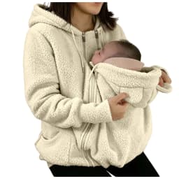2-In-1 Maternity Clothes Autumn Winter Plush Hoodies Kangaroo Design Big Pockets Jackets For Pregnant Women Warm Baby Wearing