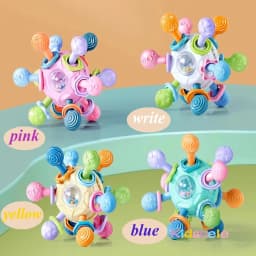 Newborn Infant Shake Grab Spin Multi Sensory Ball Toy 3 in 1 Soft Silicone Chew & Grab Toy for Babies 0-12 Months Christmas Gift