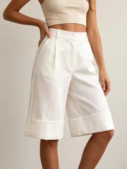 Kristargirls Women’s Wide Leg Pants & Capris for Summer 2025 Loose Casual Knee Length White Shorts Trousers Bottoms for Female