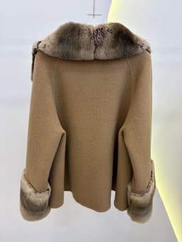 2026 Winter Women's Real Natural Rex Rabbit Fur Collar Coat Wool Cashmere Jacket Luxury Warm Thick Female Coat