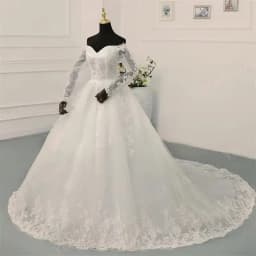Y&M Novias Customized Off Shoulder Plus Size Vestido De Noiva Wedding Dress Long Train or Floor Appliqe Bridal Tulle Mariage