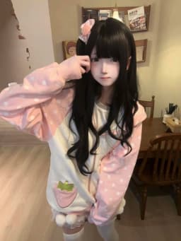 Cute Pink Polka Dot Rabbit Ear Hoodie Sweatshirt Striped Design Comfortable Soft Girl Top Loose Fit Long Sleeve Cotton Cardigan