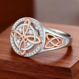 Original Bicolor Witches Knot Rings Silver Plated with Full Zircon Inlay Witchcraft Protection Knot Ring Jewelry Gifts for Women