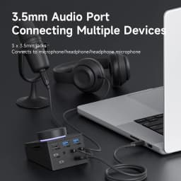 Hagibis Knob USB C Hub With Shortcut Buttons Type-C Docking Station Volume Adjustment Desktop Controller 2.5G RJ45 for Macbook