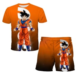 Dragon Ball Z 3D T-shirt Set for Boys Girls Super Goku Saiyan Summer Top+Shorts Children's Short-Sleeve Birthday Gift for Boys
