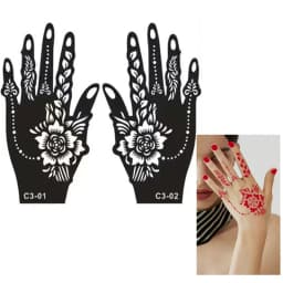 Pattern Tattoo Stencils for Women Hollow Henna Flower Tattoo Stencils for Hand Fingers Reusable Tattoo Templates Tattoo Tools