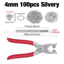 4mm/6mm/12mm Eyelet Grommet Install Plier With 100 Sets Eyelet Metal Hole Ring For DIY Leatherthercraft Bags Belts Shoes Clothes