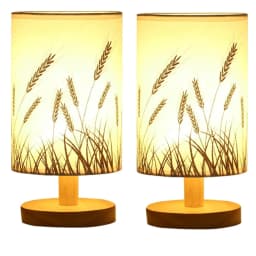 2/1PC Solid Wood Night Lamp Linen Table Lamp LED Desk Lamp Eye Protection Nightstand Lamp USB Powered Beside Lamp Bedroom Decor