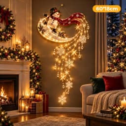 Christmas Magic Trail Wall Light-LED Glowing Christmas Scene Wall Decoration,Santa Sleigh Reindeer Hanging Decoration For Party
