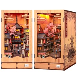 CUTEBEE DIY Book Nook Kit Japanese Sakura 3D Puzzle Dollhouse for Bookshelf Unique Craft Gift for Book Lover Christmas Miniature