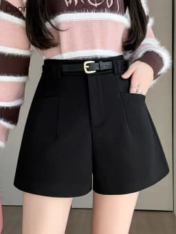 Duomofu Stylish Women's Casual Solid High Waist Wide Leg Shorts with Pocket Loose Woolen Suit Shorts Business Boot Shorts S-XL