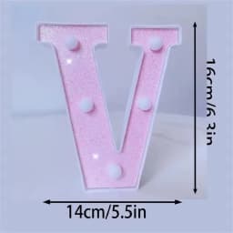 1PC 16cm Pink Glitter LED Letter&Number Lights Battery Powered Decorative Lights For Wedding,Proposal,Birthday,Party,Photo Props