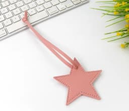 Free initials five pointed star leather luggage pendant star pu leather pendant bag pendant gift leather buckle keychain