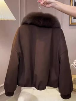 Retro Mat Sle Women's Loose Design Cotton Jaet Warmth Fur Collar Ort Cotton Coat Korean Version High-End Outerwear