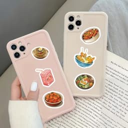 46pcs Korean Food Pattern Stickers for Notebooks, Water Bottles, Suitcases, Food Festivals, Restaurants, Children Stickers