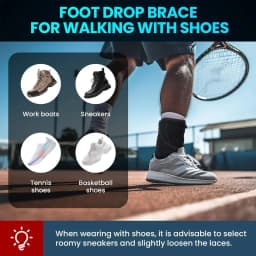 1Pcs Drop Foot Brace Adjustable Breathable Ankle Brace,Improve Walking Gait Foot Orthosis for Walking with Shoes, Socks,Barefoot