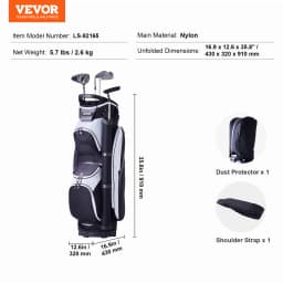 SucceBuy Golf Cart Bag 36” Multiple Pockets Premium Nylon Cart Bag Durable Golf Bags for Men Women Black Color-Block