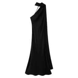 Elegant Long Silk Satin Dress Neck Hanging Pure Color Slim Fit Women's Summer New Fashion Dress City Commuting Casual Wedding